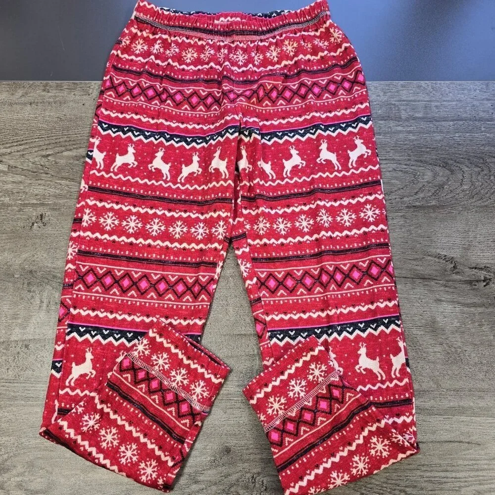 Justice Sleep Pajama PJ Set Girls Size 10 Holiday Christmas Snow Reindeer Winter